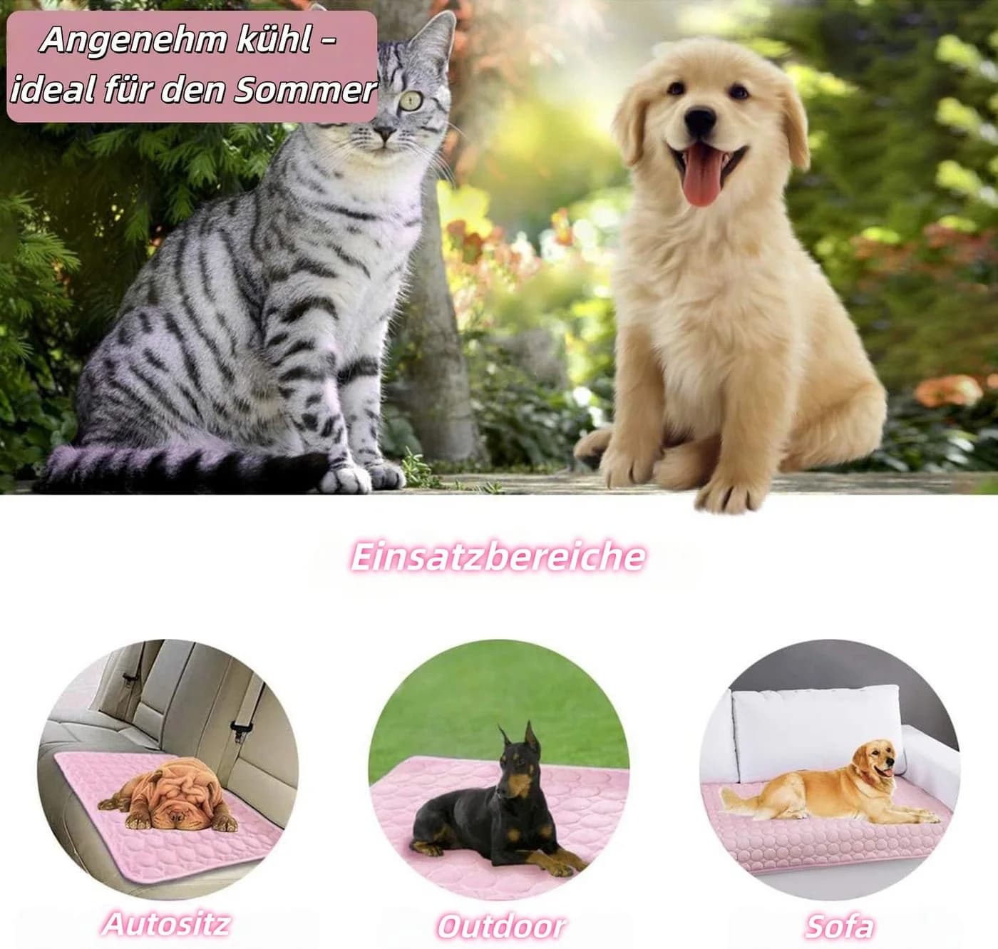Srvillg Hundematte Kühlmatte Rosa Selbstkühlend