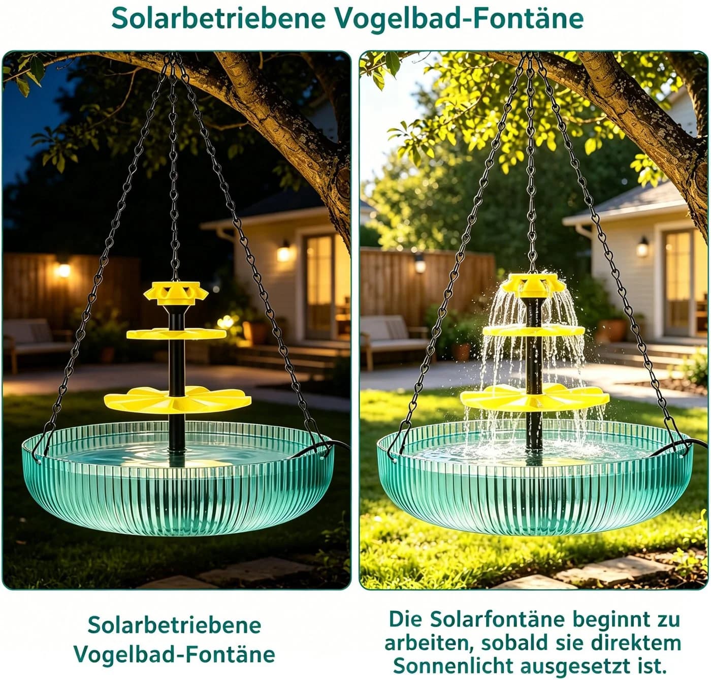 Srvillg Solar Vogeltränke Hängend 3-stufige Kaskade mit Pumpe - Bild 4