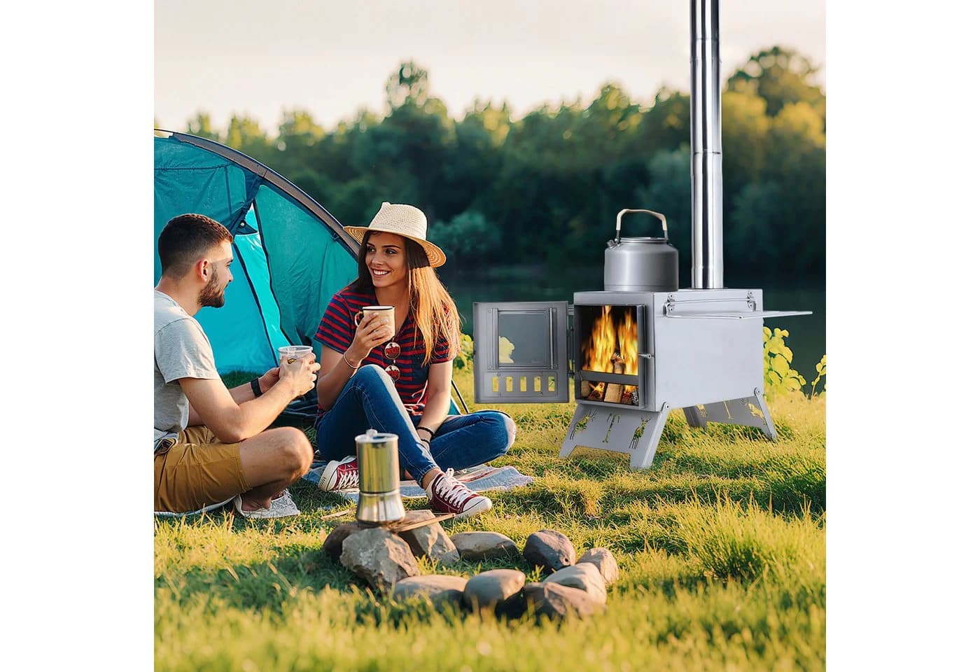 Rutaqian Zeltofen Edelstahl Campingkocher