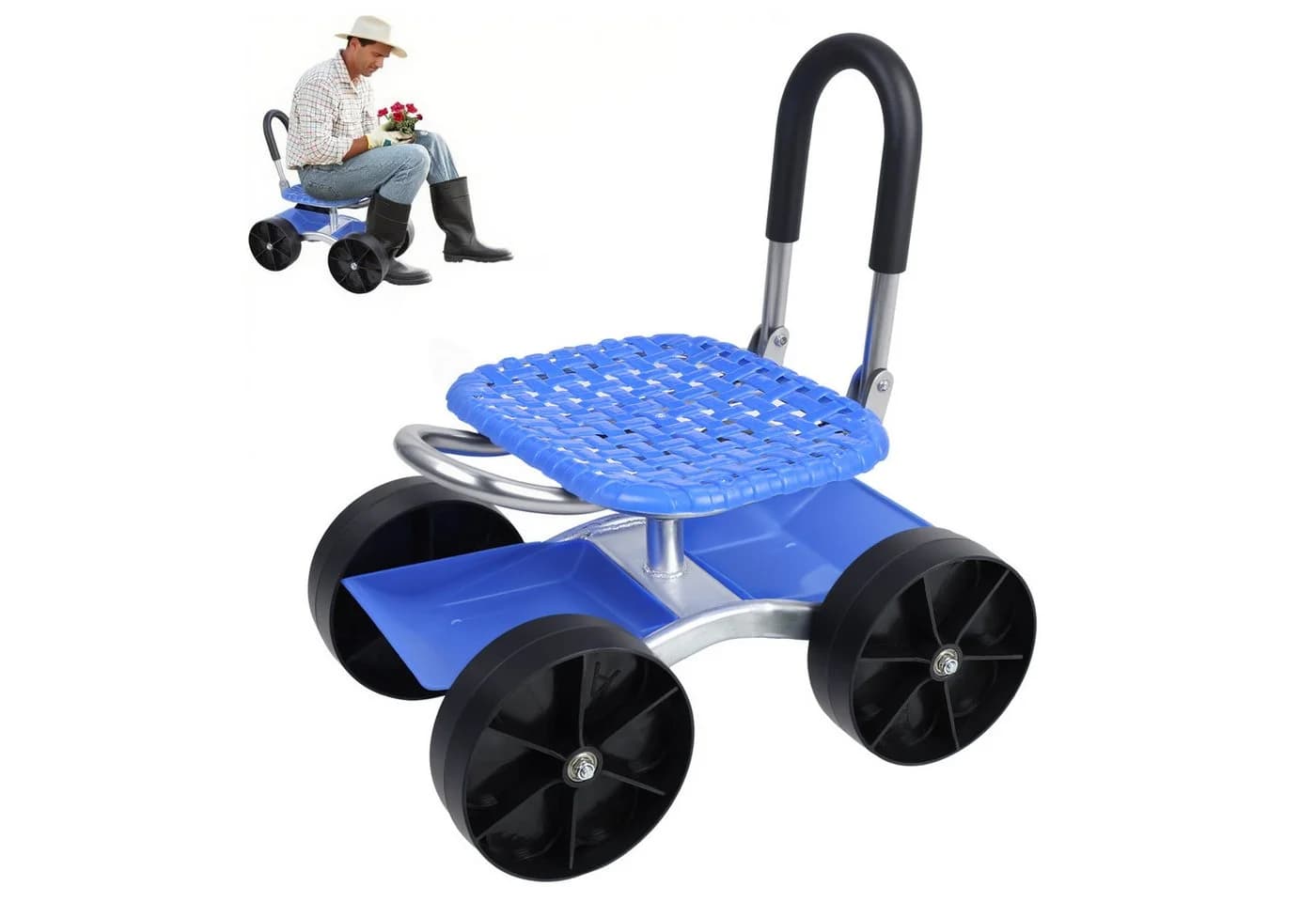 Rutaqian Rollsitz 360 Grad Fahrbarer Gartensitz - Bild 2