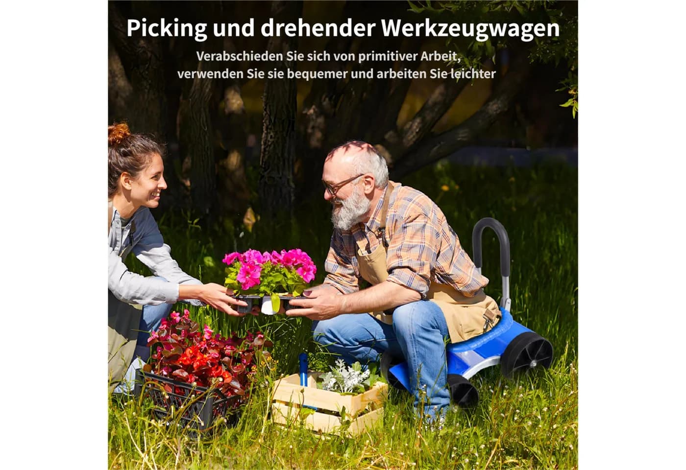 Rutaqian Rollsitz 360 Grad Fahrbarer Gartensitz - Bild 3