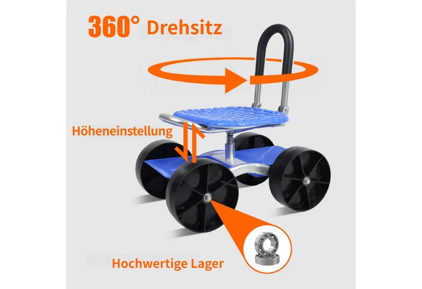 Rutaqian Rollsitz 360 Grad Fahrbarer Gartensitz - Bild 4