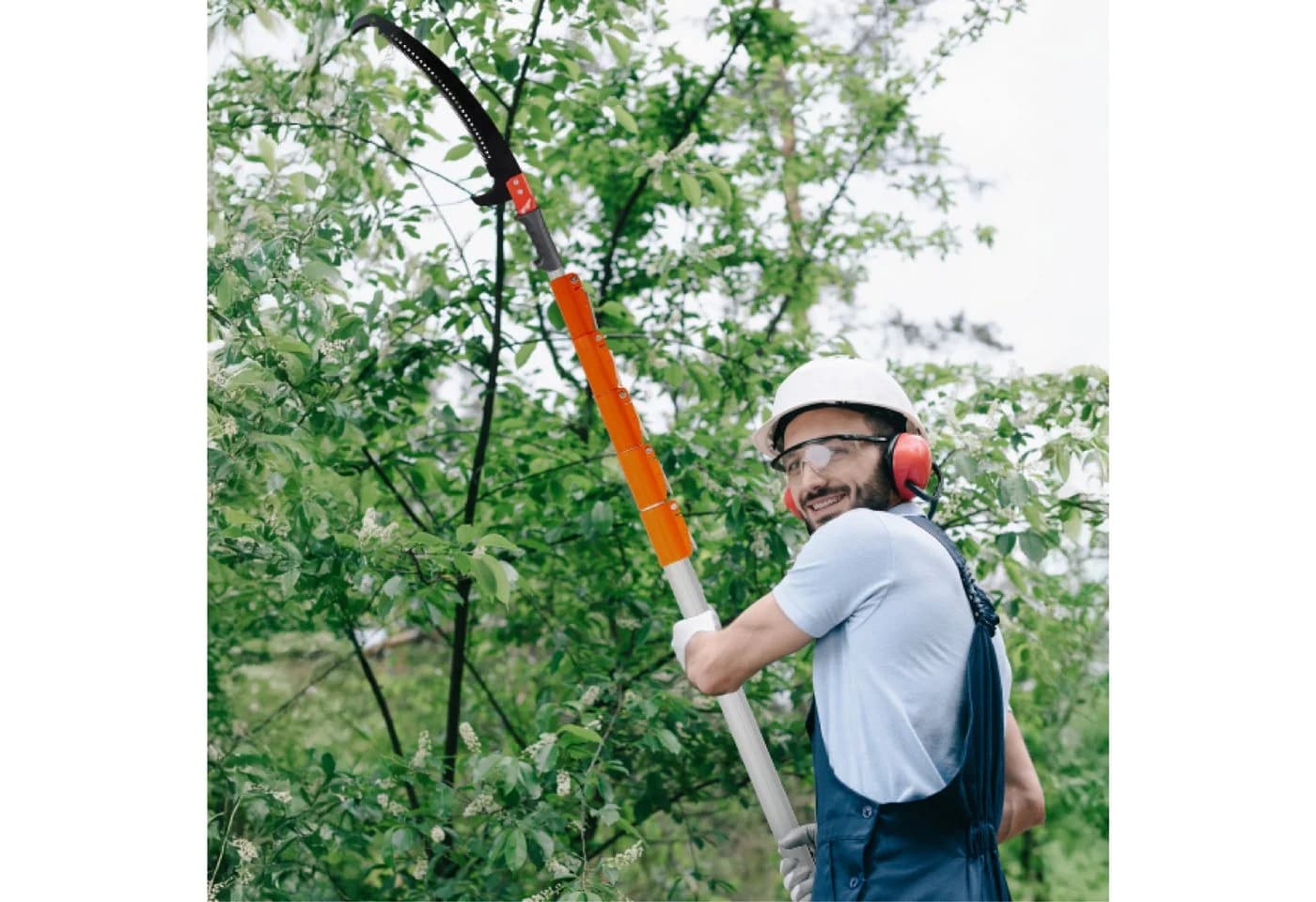 LALAHO Teleskop-Gartensäge 8m Orange mit Stiel & Tragetasche - Bild 2
