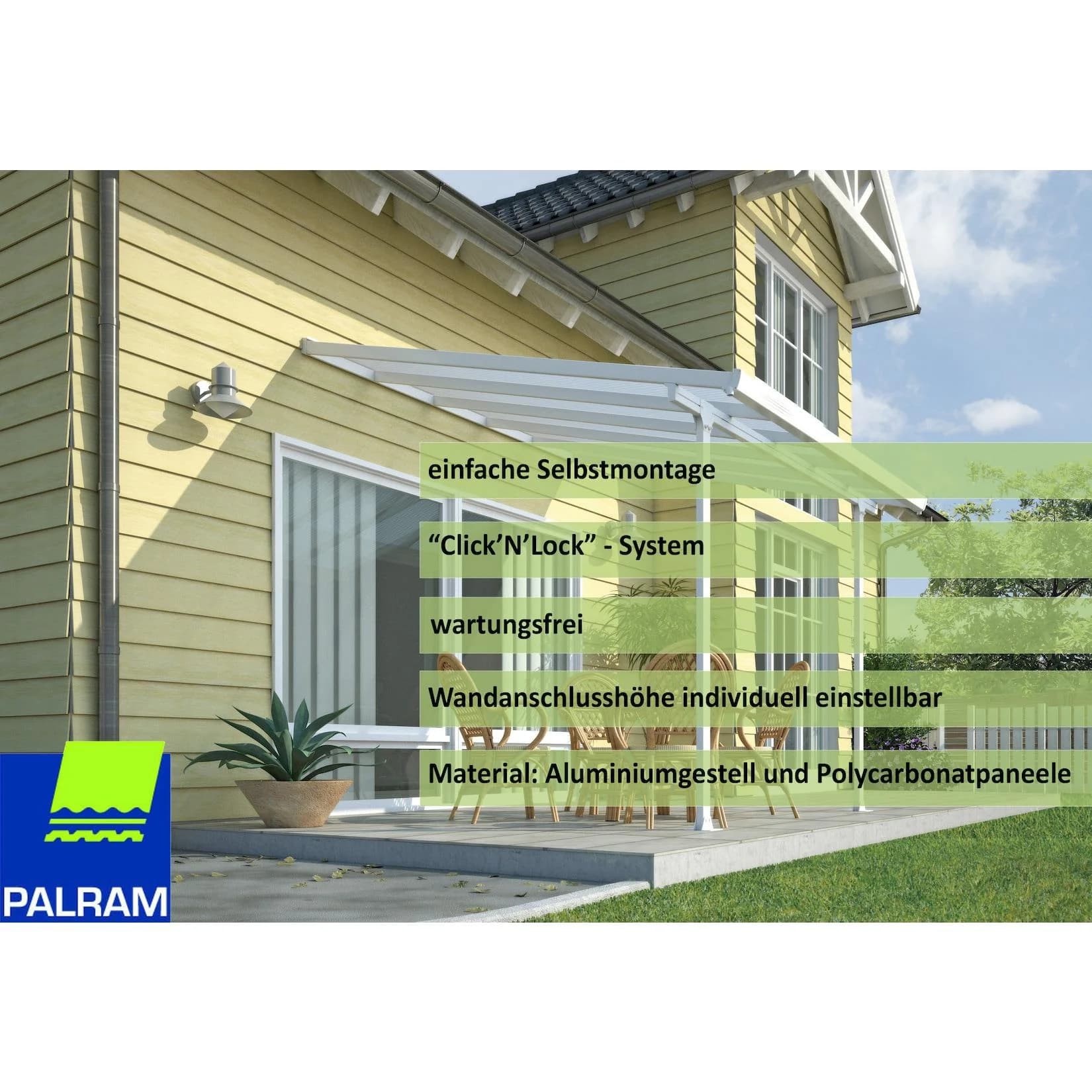 Palram Canopia Feria Terrassenüberdachung Aluminium Weiß