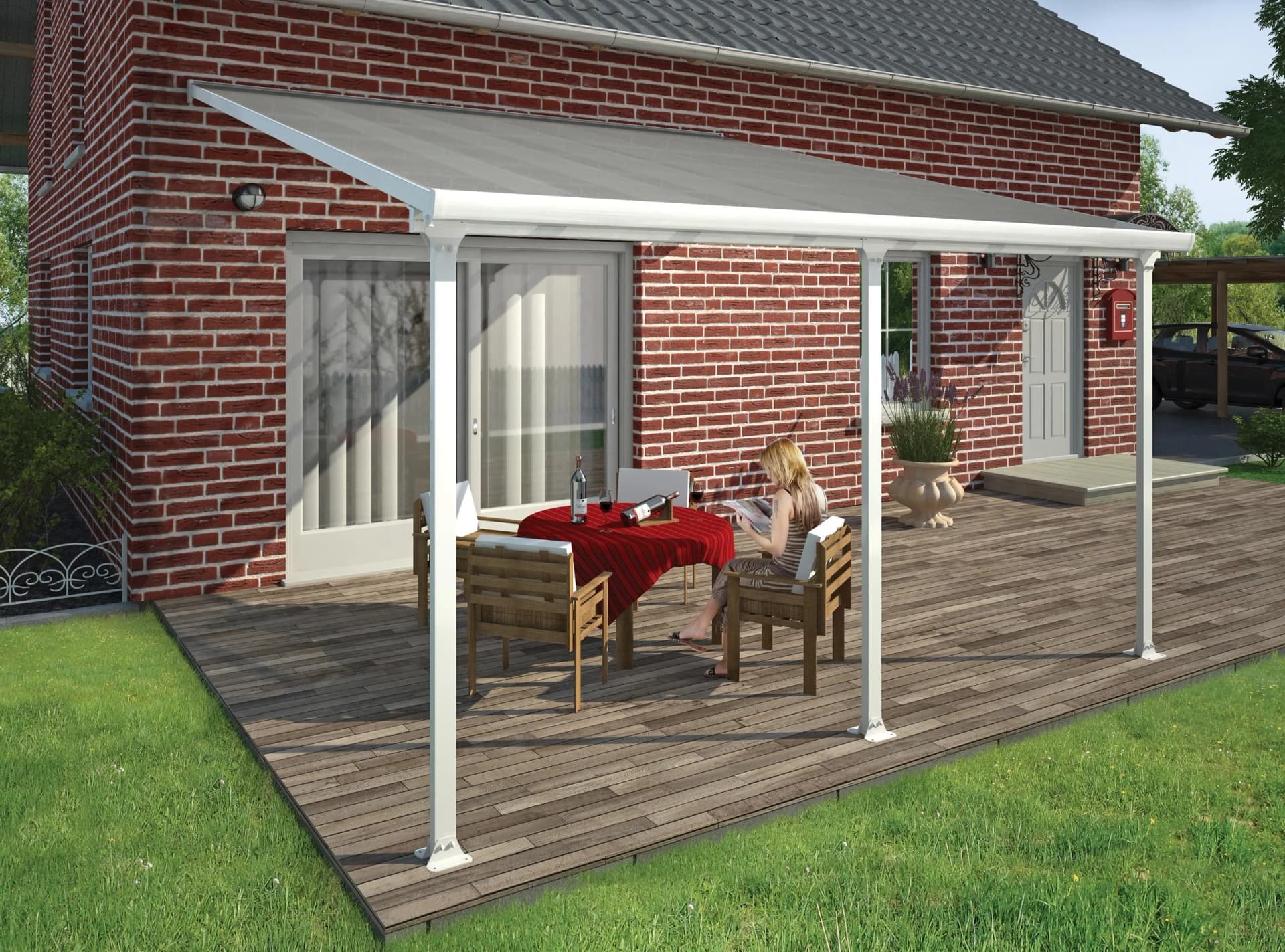 Palram Canopia Feria Terrassenüberdachung 4x4m Weiß Polycarbonat Aluminium - Bild 2