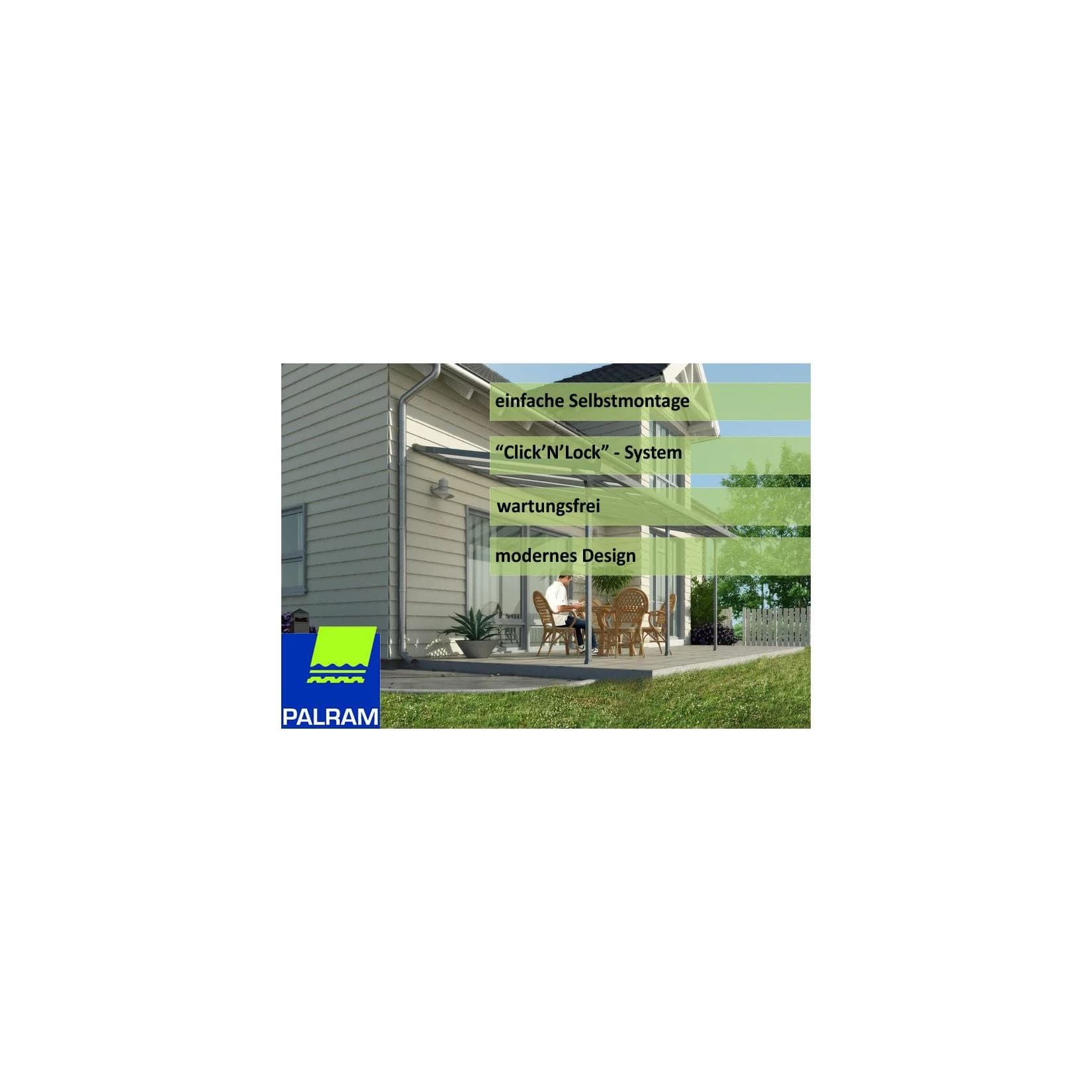 Palram Canopia Feria Terrassenüberdachung Grau Aluminium Polycarbonat