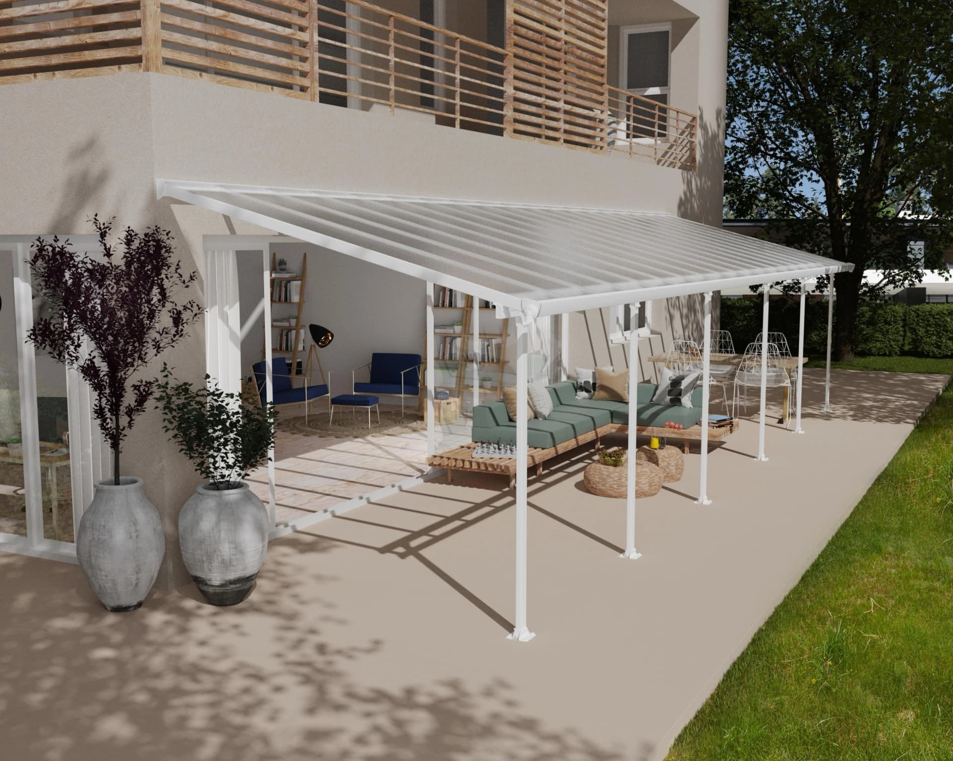 Canopia Feria Alu Terrassenüberdachung Polycarbonat 3X10.35 m Weiß