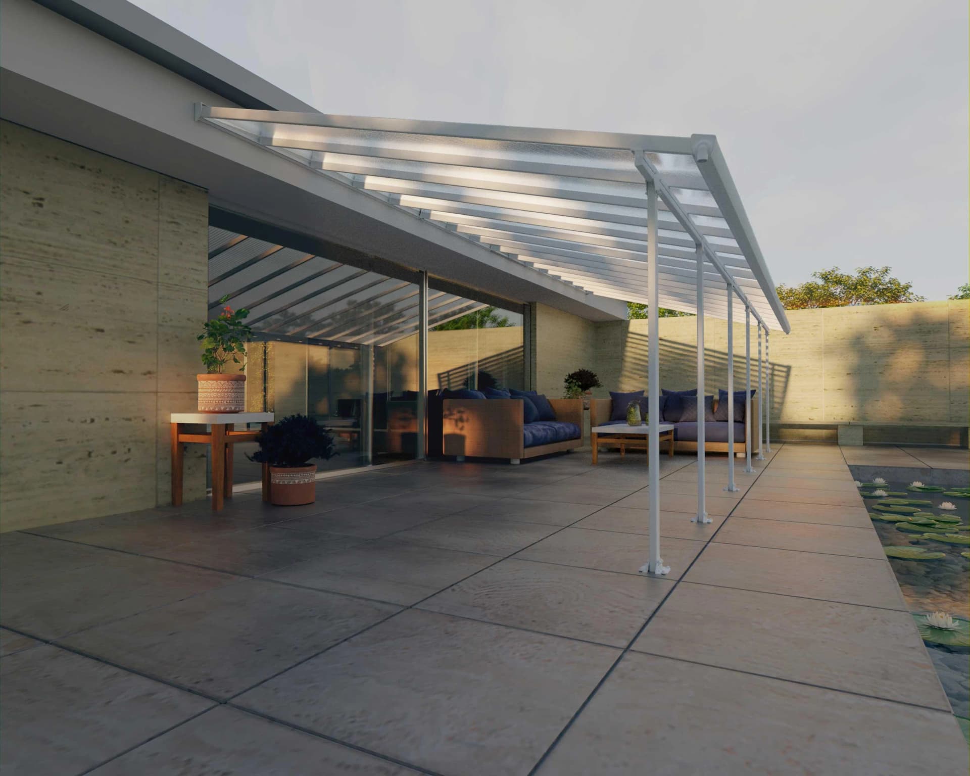 Terrassendach PALRAM Canopia Feria Alu Terrassenüberdachung Weiß Polycarbonat