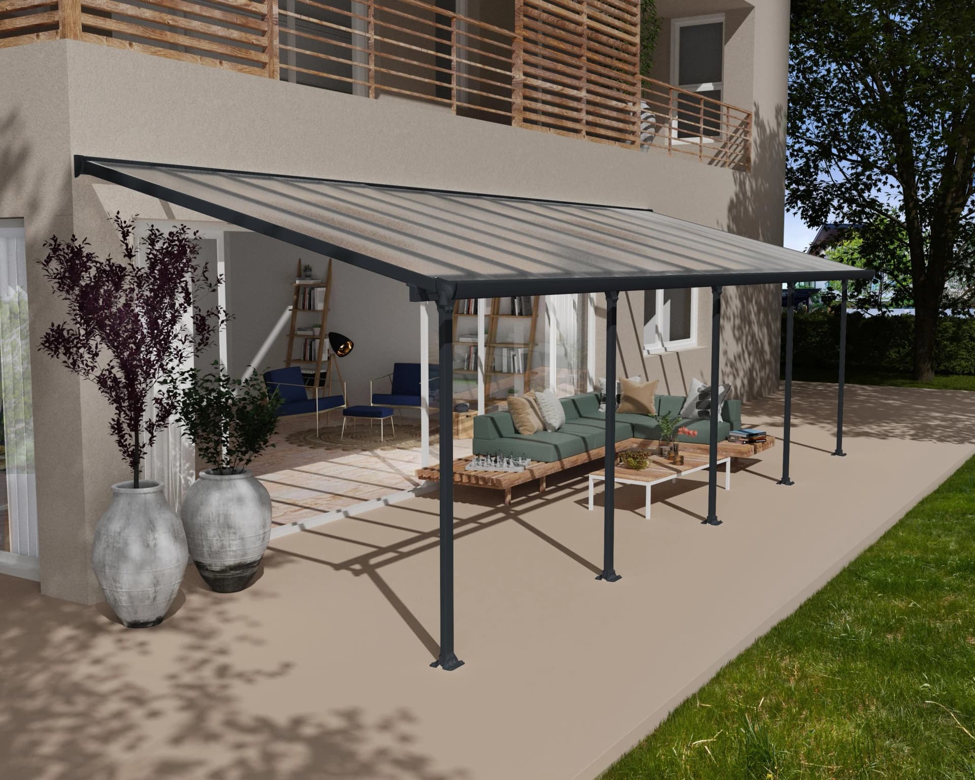 Terrassendach PALRAM - CANOPIA "Feria Alu Terrassenüberdachung" Grau