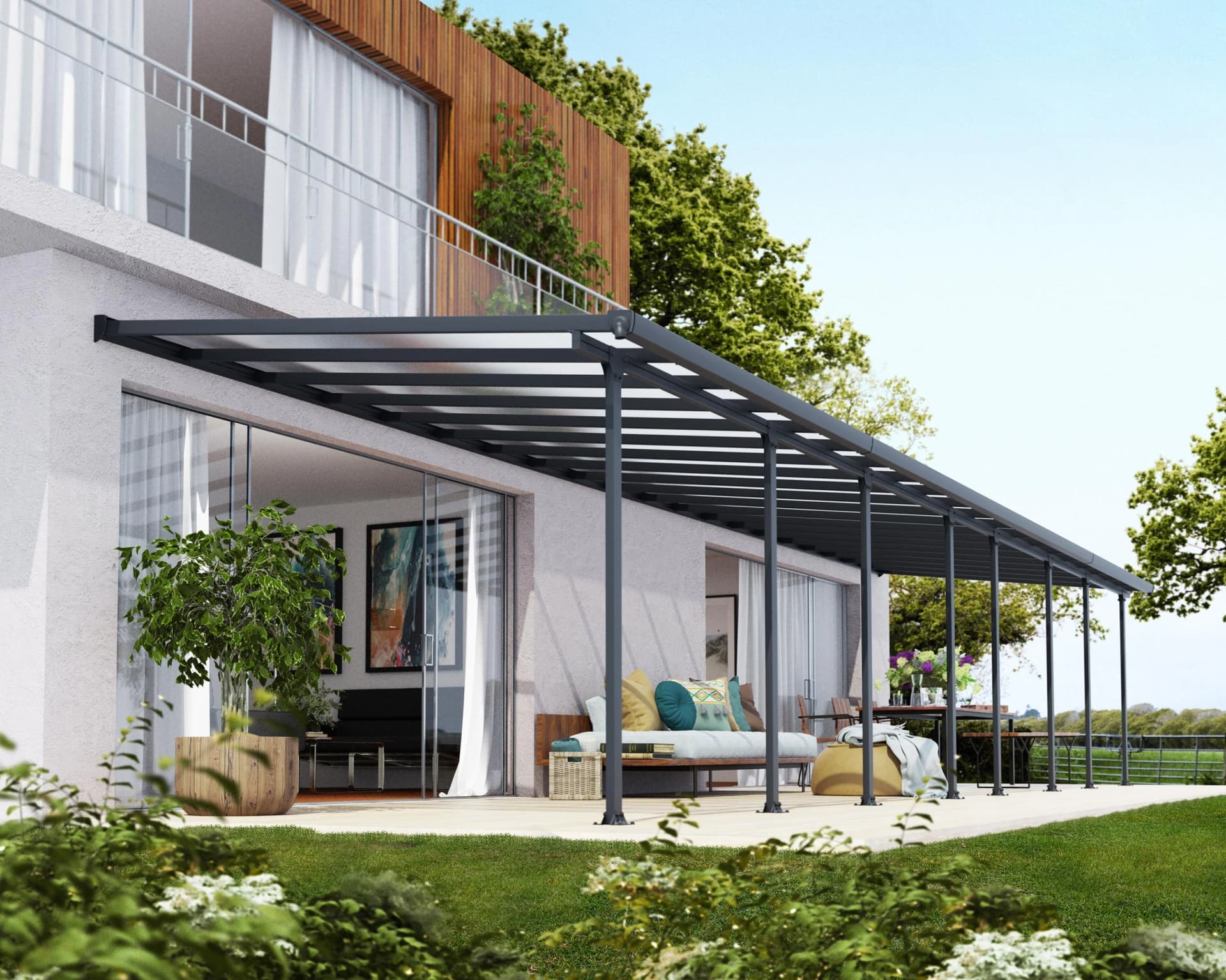 Terrassendach PALRAM Canopia Feria Alu Terrassenüberdachung Grau