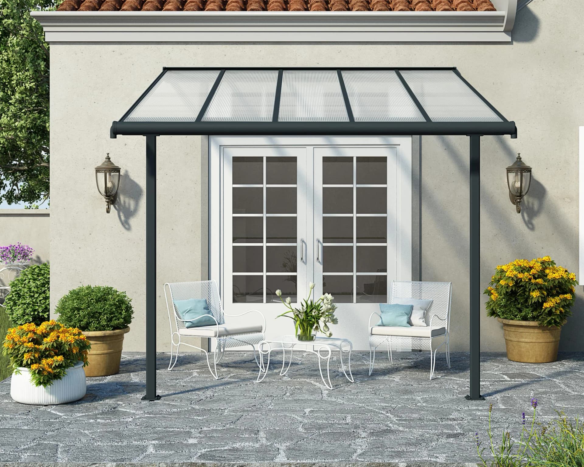 PALRAM CANOPIA Sierra Terrassenüberdachung Grau Aluminium Polycarbonat