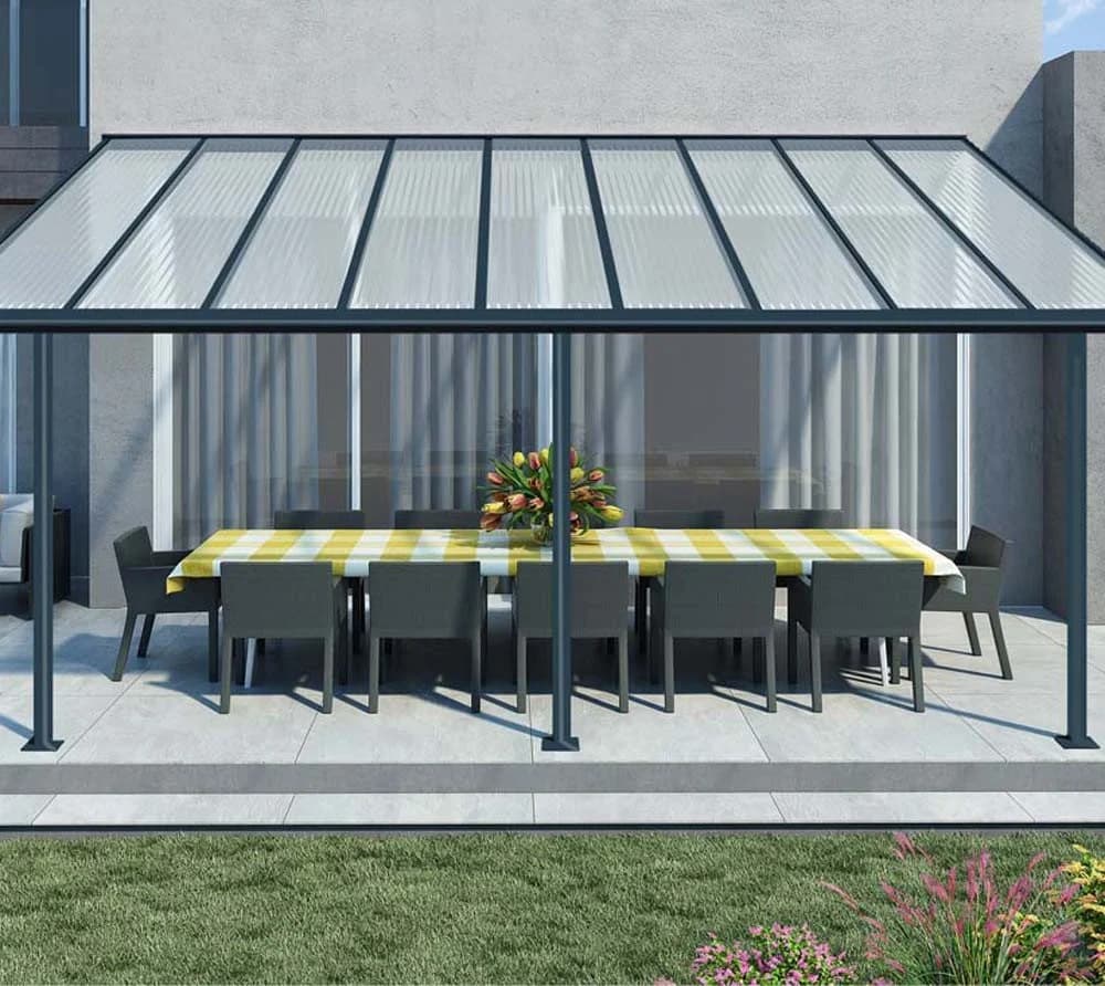 Terrassendach PALRAM Canopia Sierra Alu Terrassenüberdachung Grau Aluminium Polycarbonat