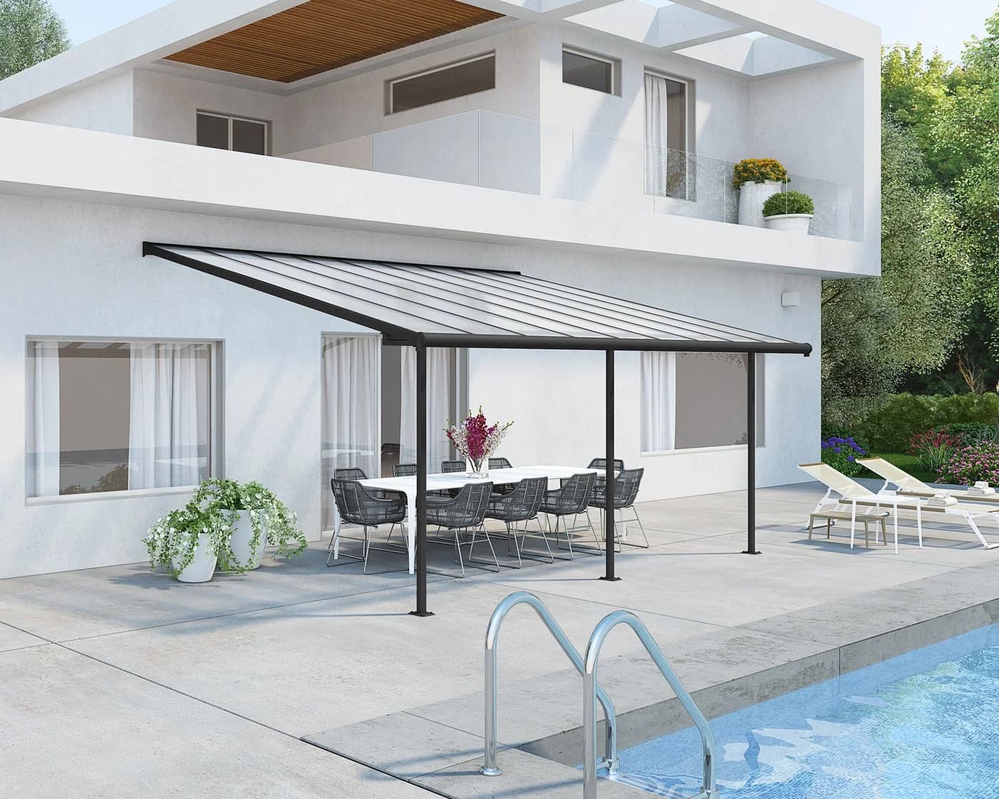 Terrassendach PALRAM Canopia Sierra Alu Terrassenüberdachung Grau Aluminium Polycarbonat - Bild 2