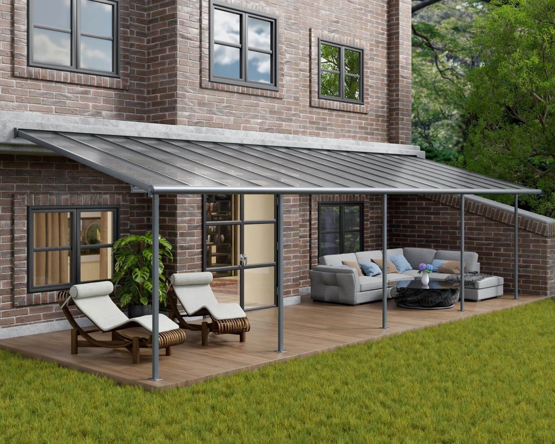 PALRAM Canopia Sierra Alu Terrassenüberdachung Grau Polycarbonat Aluminium