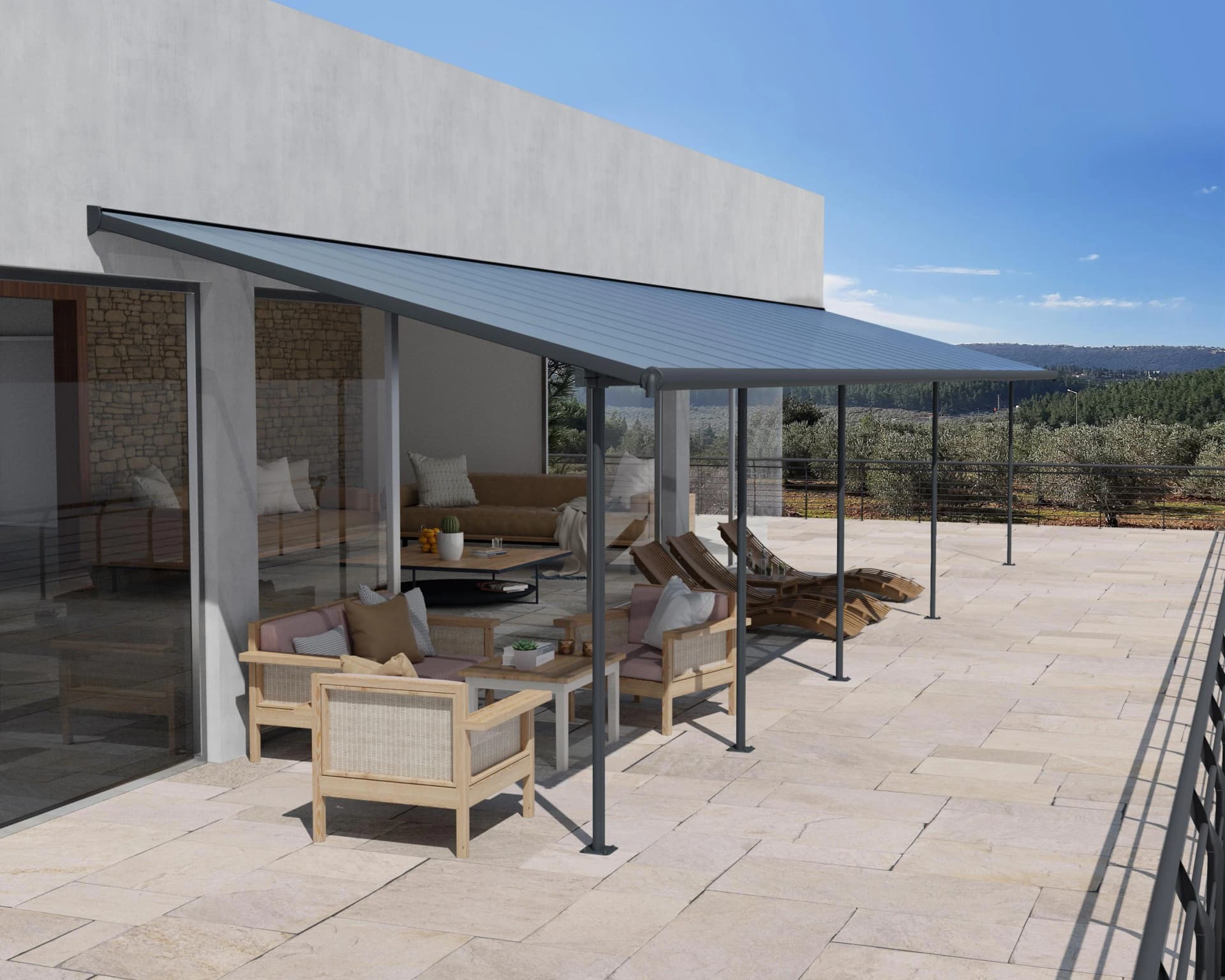 Terrassendach PALRAM - CANOPIA "Sierra Alu Terrassenüberdachung" Grau