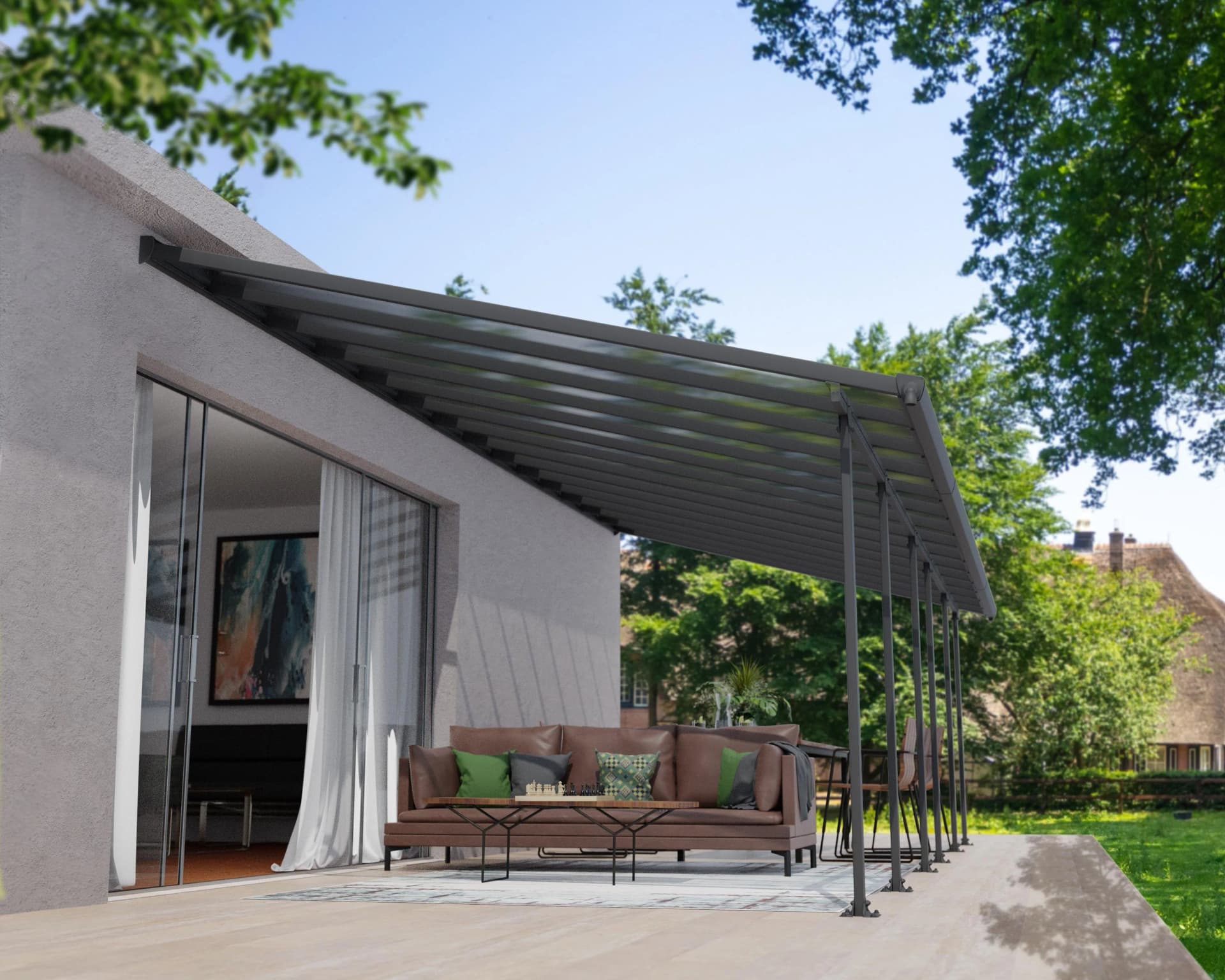 Terrassendach PALRAM - CANOPIA "Feria Alu Terrassenüberdachung" Grau