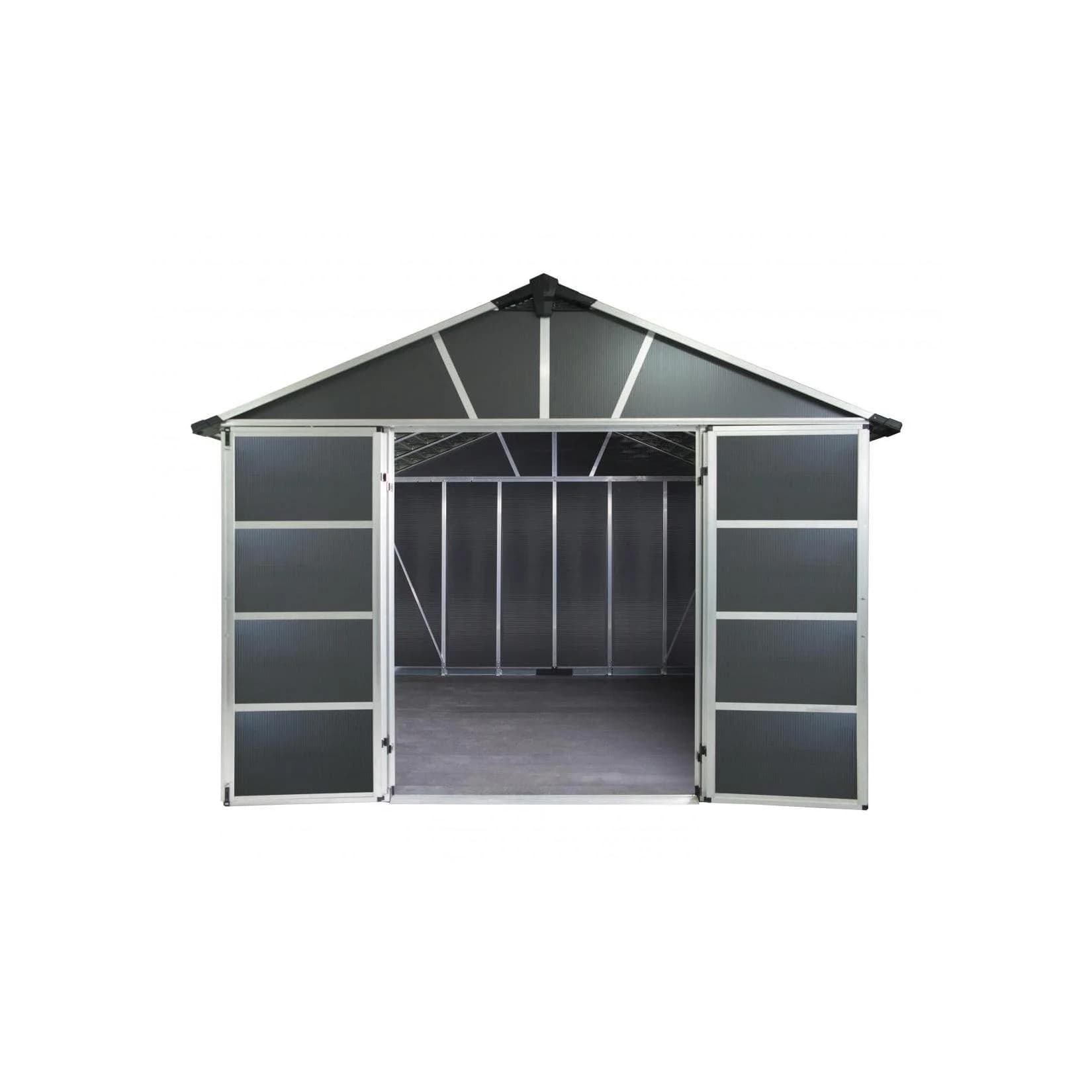 Palram Canopia Yukon Polycarbonat Gerätehaus 332x271x252 cm Grau Aluminium