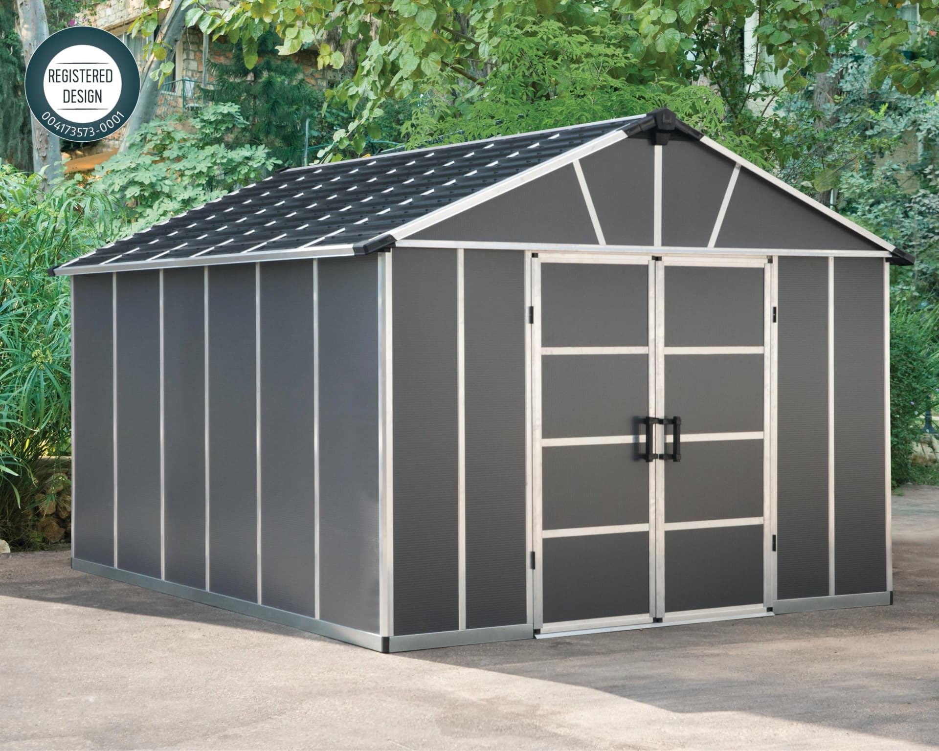 Canopia Yukon Polycarbonat Gerätehaus 332x395x252 cm Grau Aluminium Kunststoff Palram