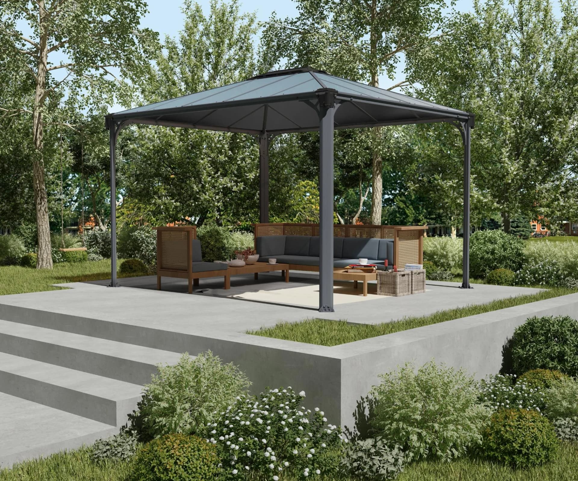 Canopia Martinique Aluminium-Pavillon Grau 3x3,6m - Bild 2