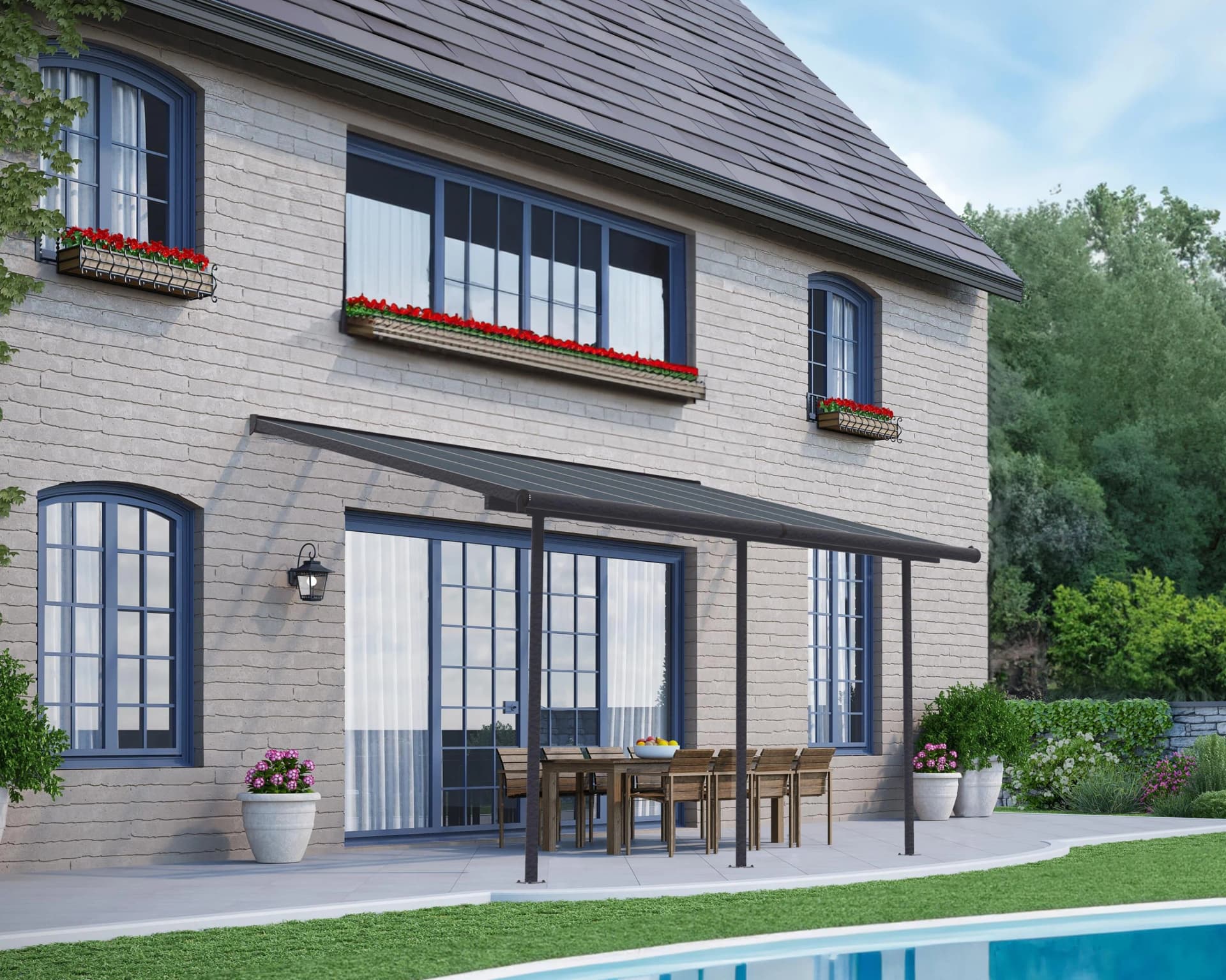 Terrassendach PALRAM - CANOPIA "Capri Alu Terrassenüberdachung" Grau