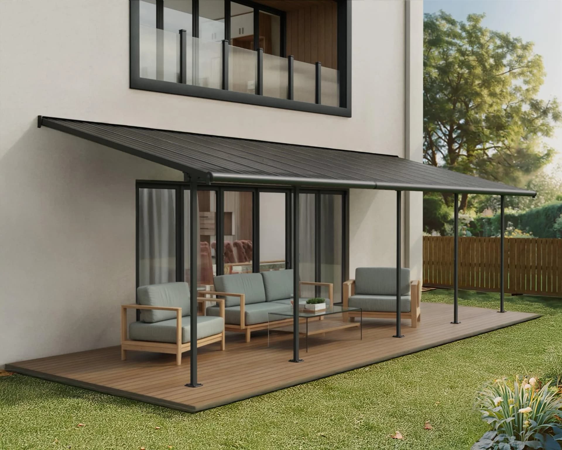 Terrassendach PALRAM - CANOPIA "Capri Alu Terrassenüberdachung" Grau