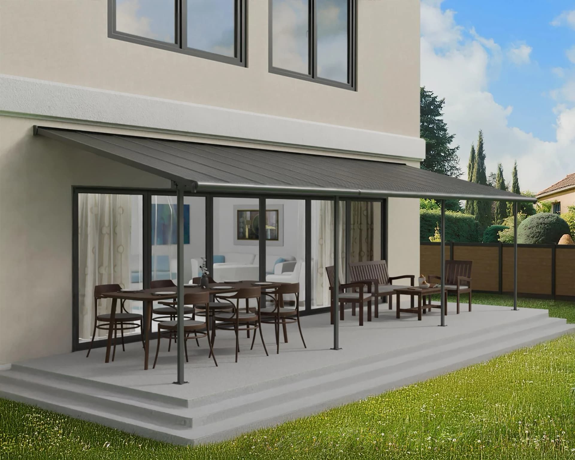 Terrassendach PALRAM Canopia Capri Alu Terrassenüberdachung Grau