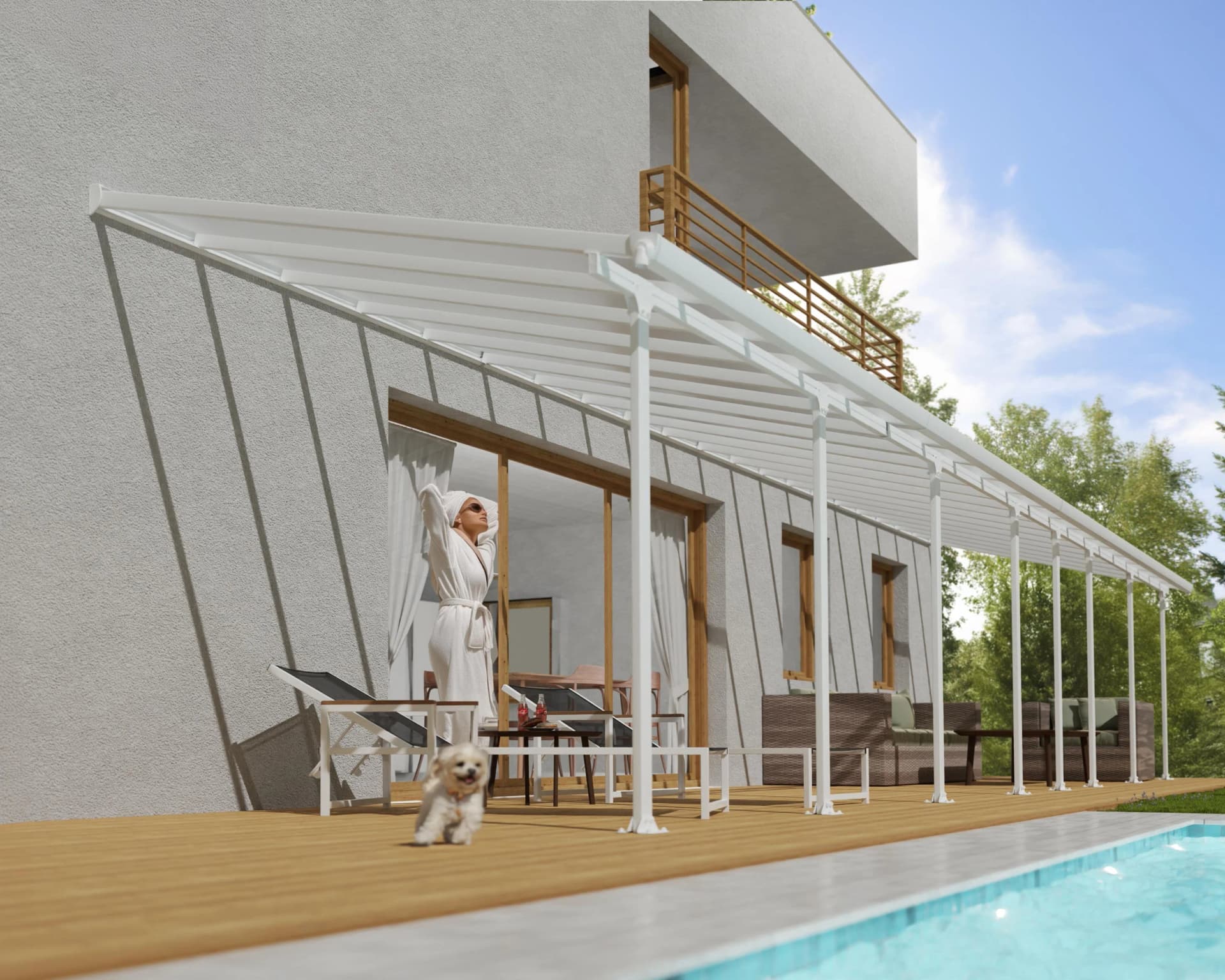 Terrassendach PALRAM Canopia Feria Alu Terrassenüberdachung Weiß Polycarbonat
