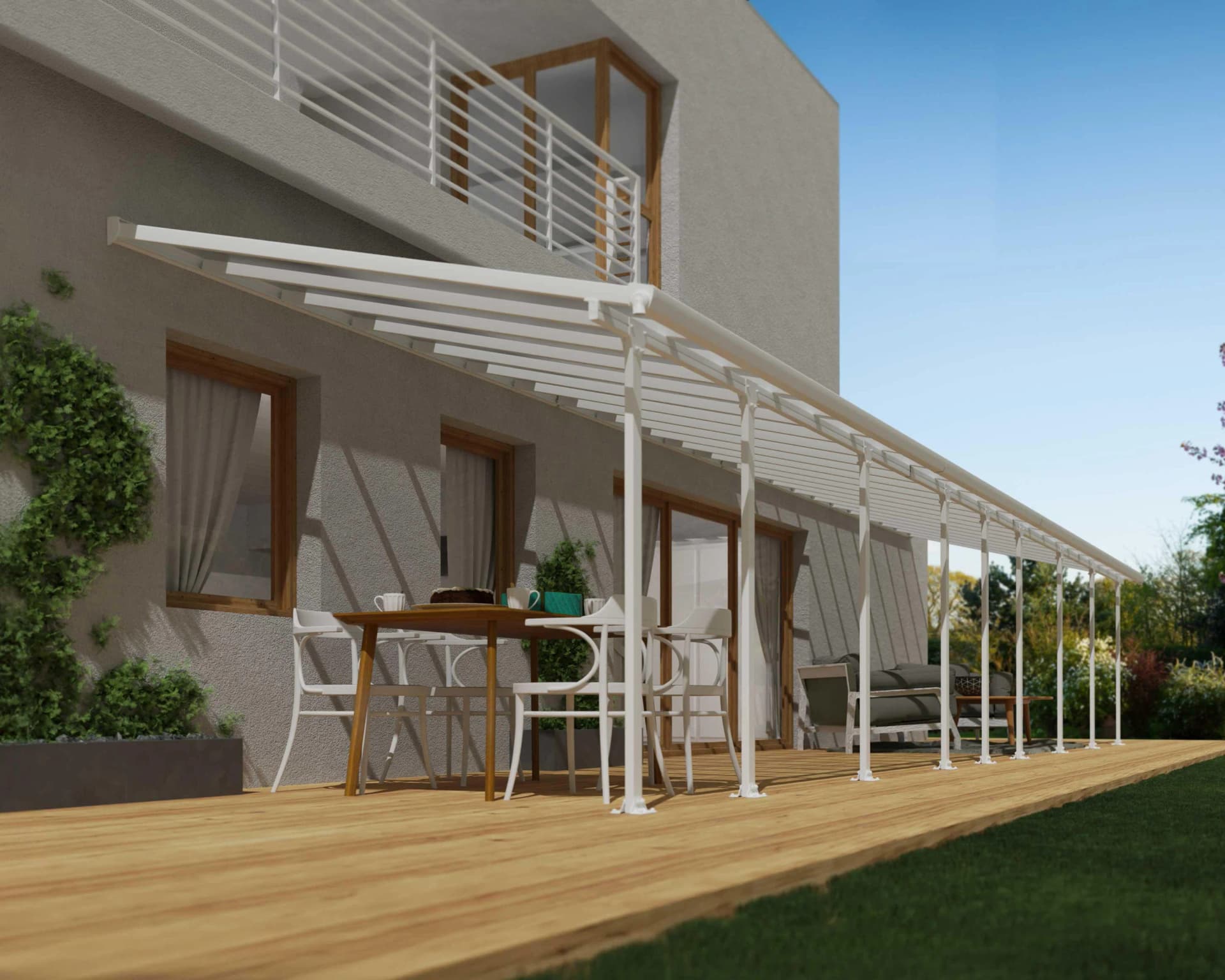 Terrassendach PALRAM - CANOPIA Feria Alu Terrassenüberdachung Weiß Polycarbonat