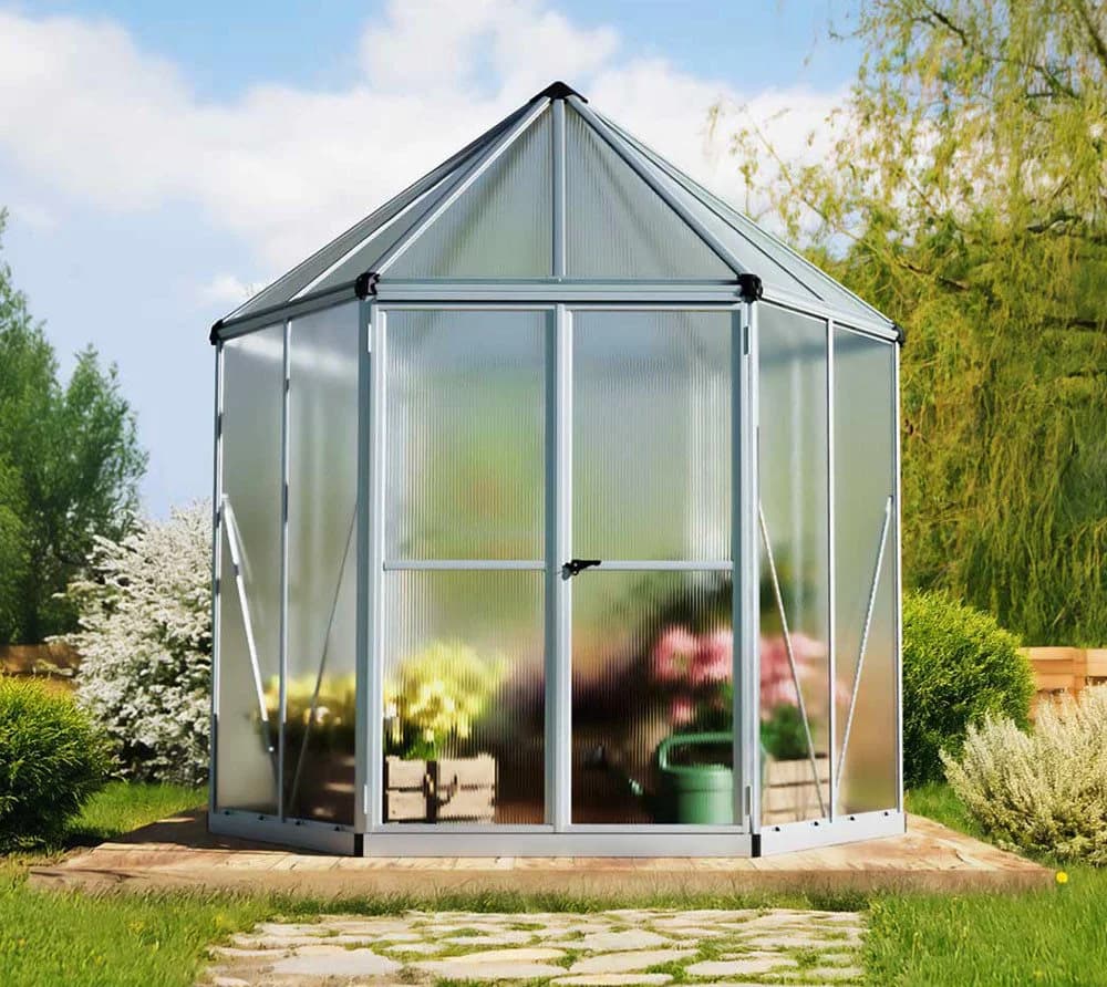 Palram Canopia Hexa Gewächshaus Aluminium Polycarbonat Grau