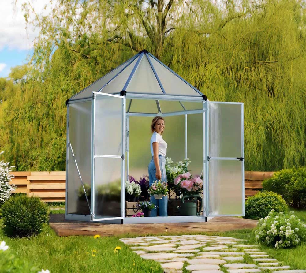 Palram Canopia Hexa Gewächshaus Aluminium Polycarbonat Grau - Bild 3
