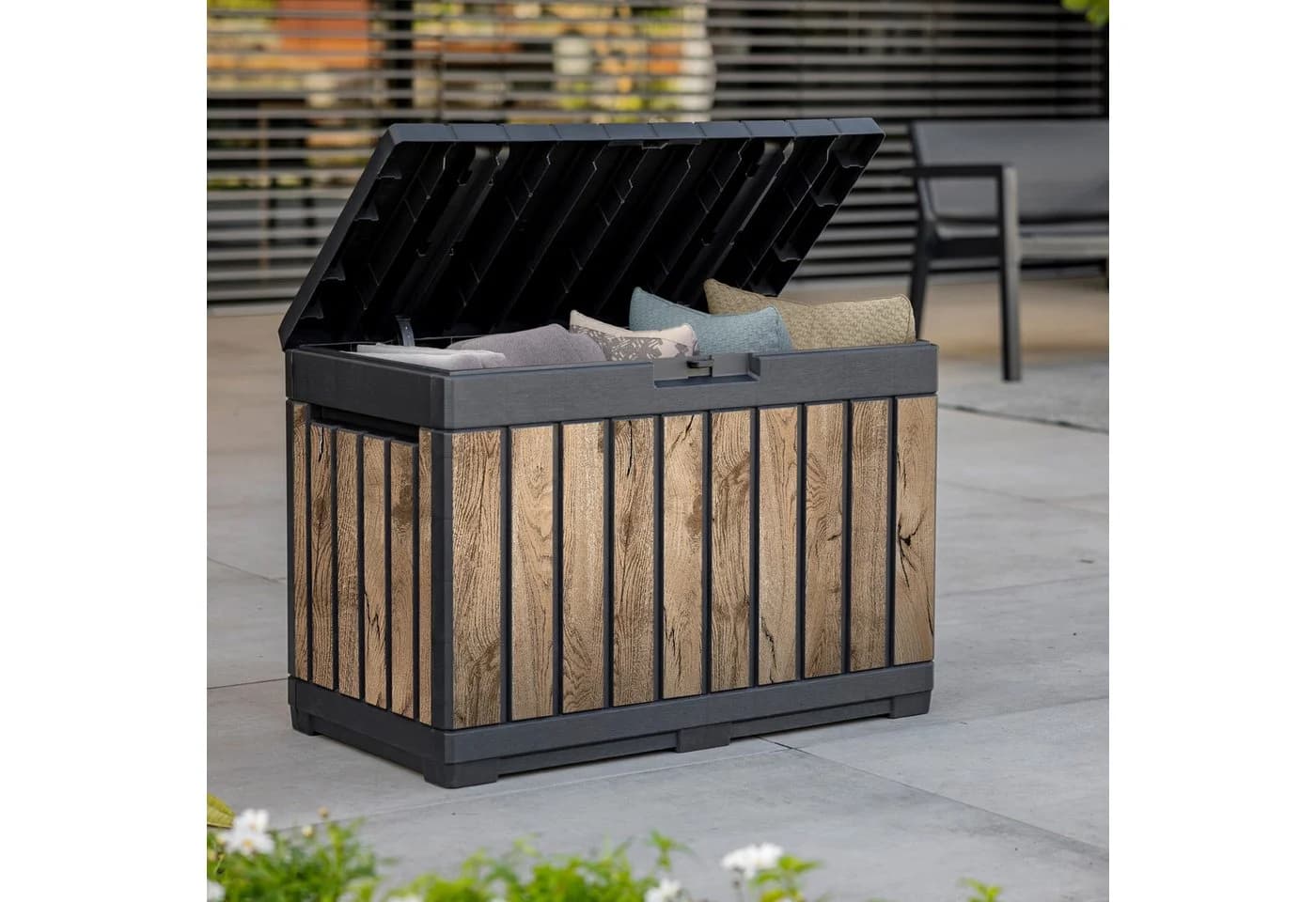Keter Gartenbox 190 Liter Holzoptik Pinie abschließbar wetterfest - Bild 4