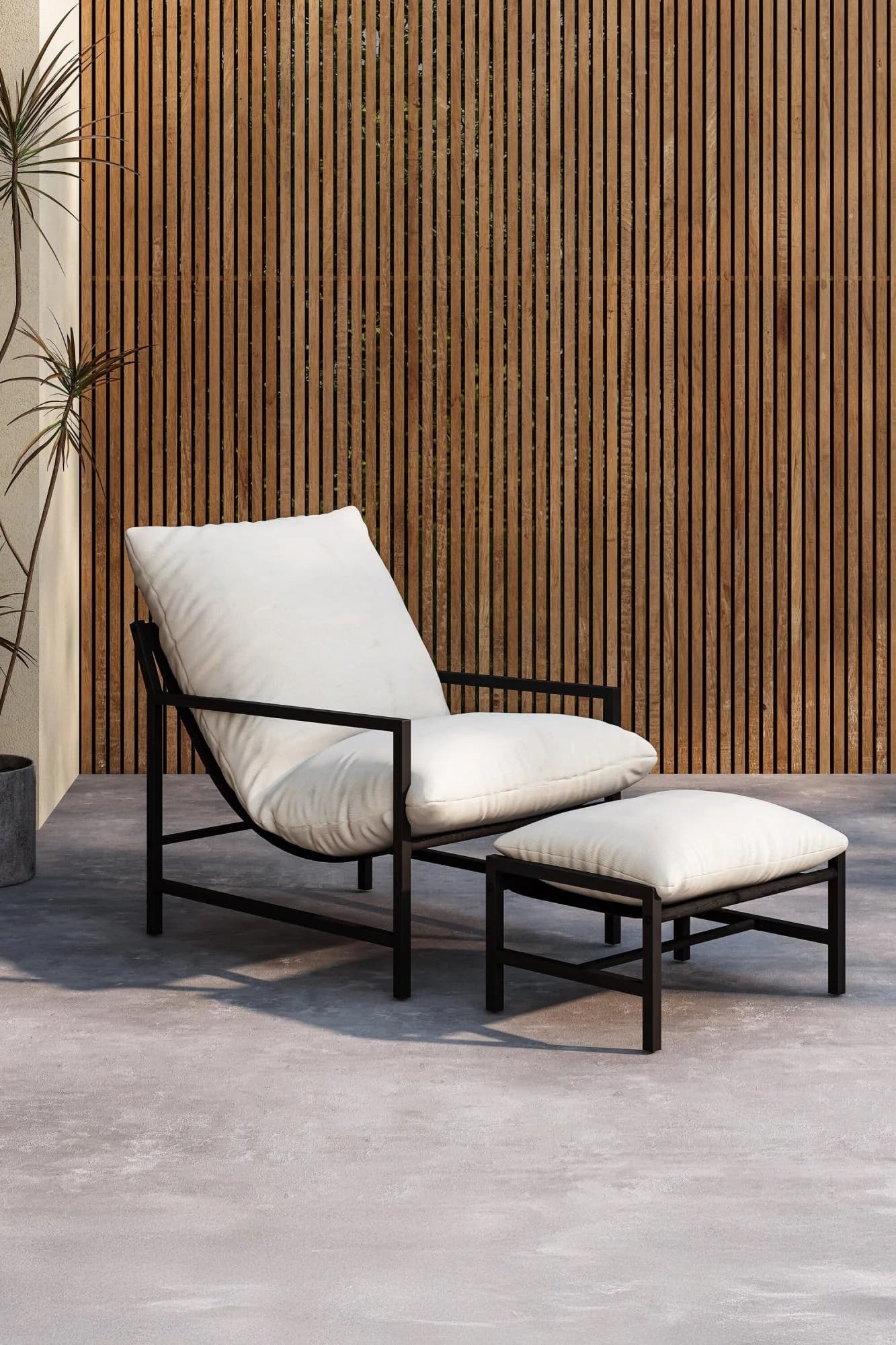 VENTURE HOME Gartenlounge-Sessel Corso Schwarz Beige Outdoor