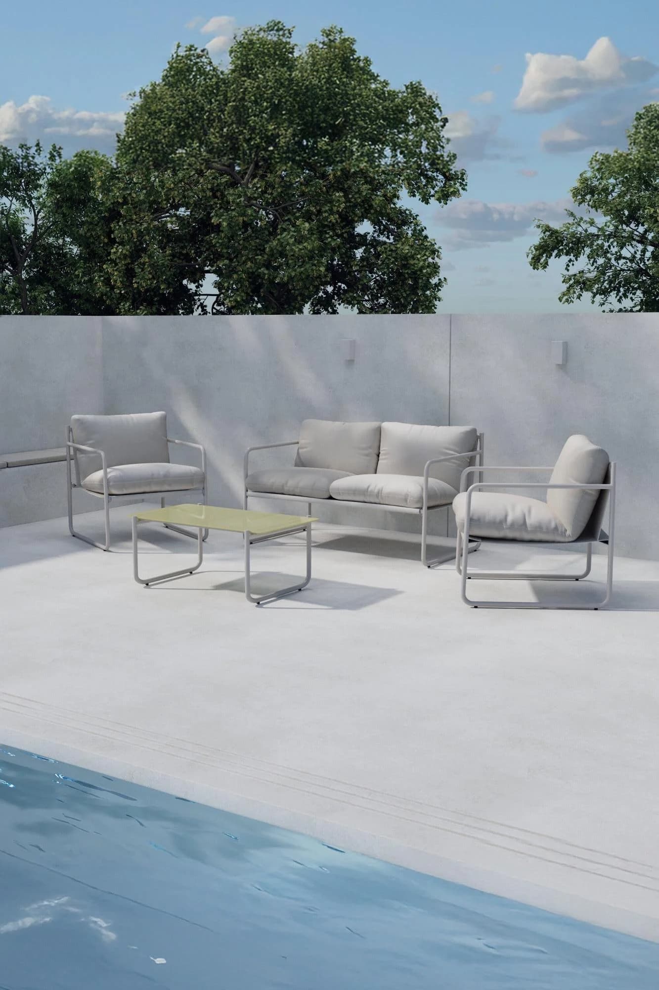Venture Home Gartenlounge-Set Thassos Grau mit Glasplatte