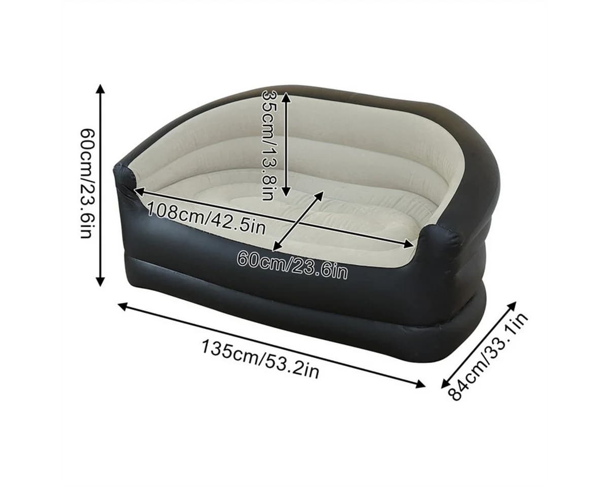 Insma Luftsofa Aufblasbar 2-Sitzer Grau Schwarz Outdoor Camping - Bild 3