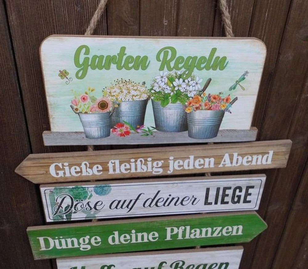 Deko-Impression Hängeschild Gartenregeln Holz MDF Deko