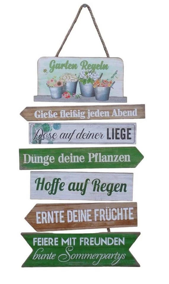 Deko-Impression Hängeschild Gartenregeln Holz MDF Deko - Bild 2