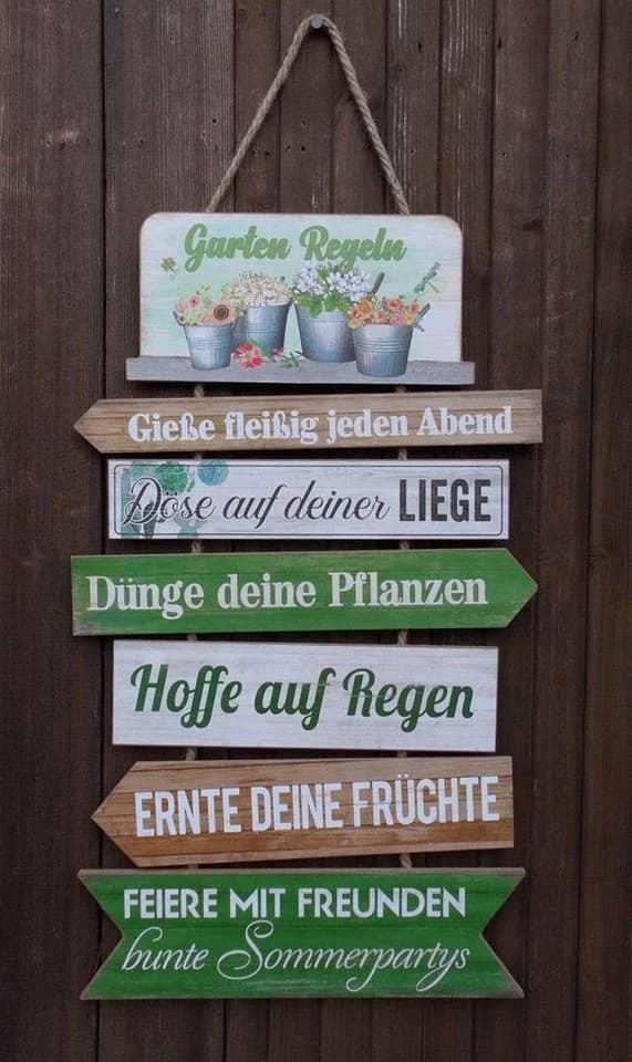 Deko-Impression Hängeschild Gartenregeln Holz MDF Deko - Bild 3