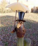 Deko-Impression Zaunfigur Rabe mit Schirm Schwarz Bild 4