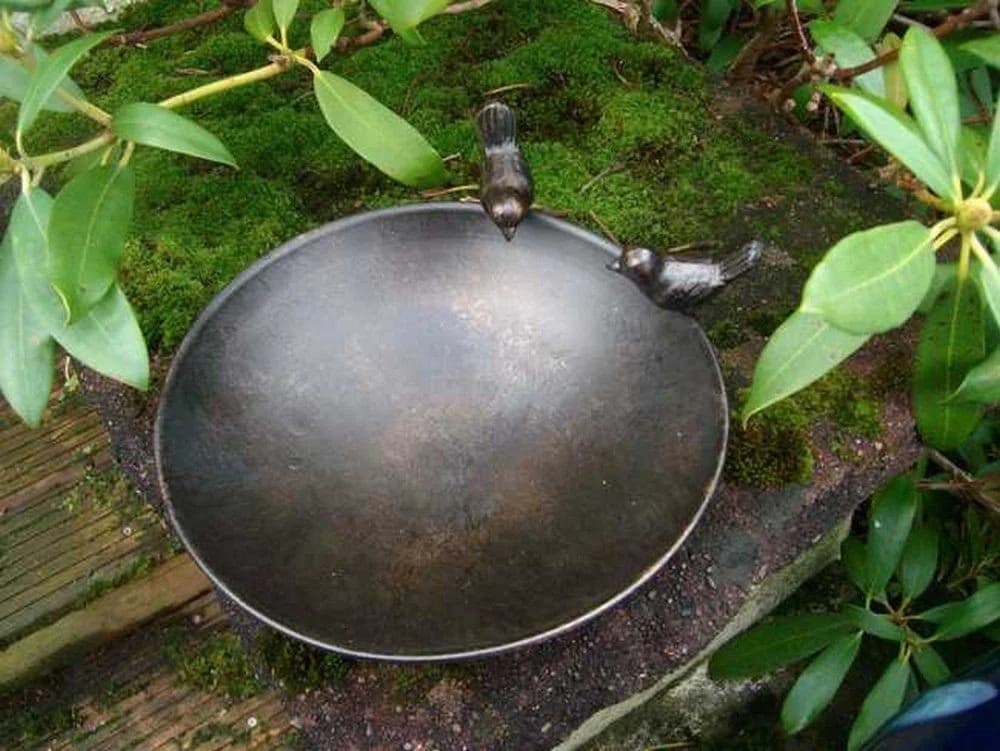 Deko-Impression Vogeltränke Vogelbad Vogel-Futterstelle Eisen massiv bronzefarben 22 - Bild 4