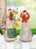 MF Gartenfigur Zaunfigur Hühner Gerda und Otilie 2er Set Keramik Deko Bild 2
