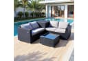HOMAVO Gartenlounge-Set 7-tlg. Grau PE-Rattan mit Kissen Bild 2