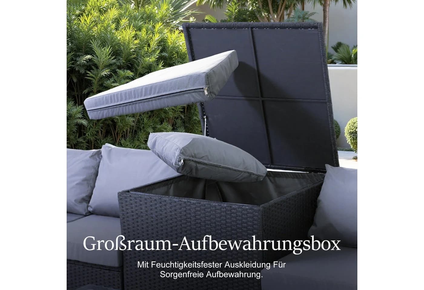 HOMAVO Gartenlounge-Set 7-tlg. Grau PE-Rattan mit Kissen - Bild 4