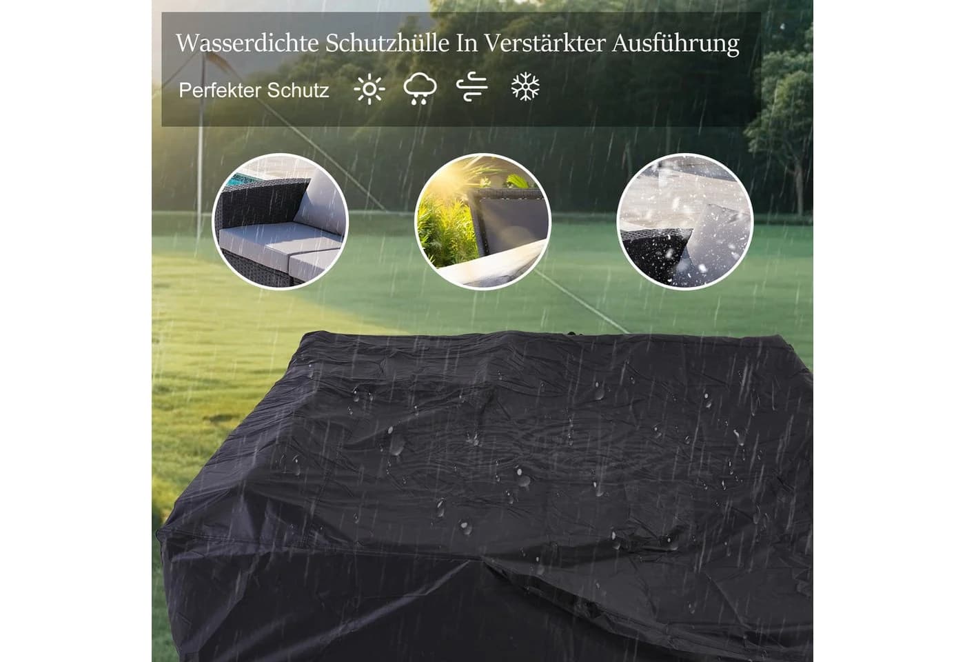 HOMAVO Gartenlounge-Set 7-tlg. Grau PE-Rattan mit Kissen - Bild 5