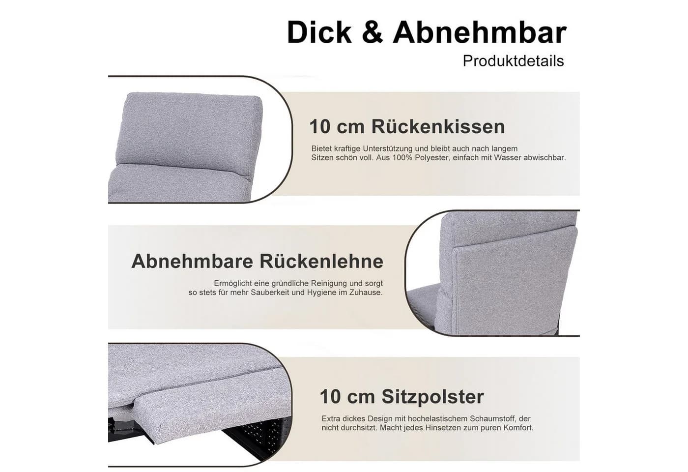 HOMAVO Gartensessel Rattansessel mit verstellbarer Rückenlehne, praktischem Ablagetisch - Bild 5