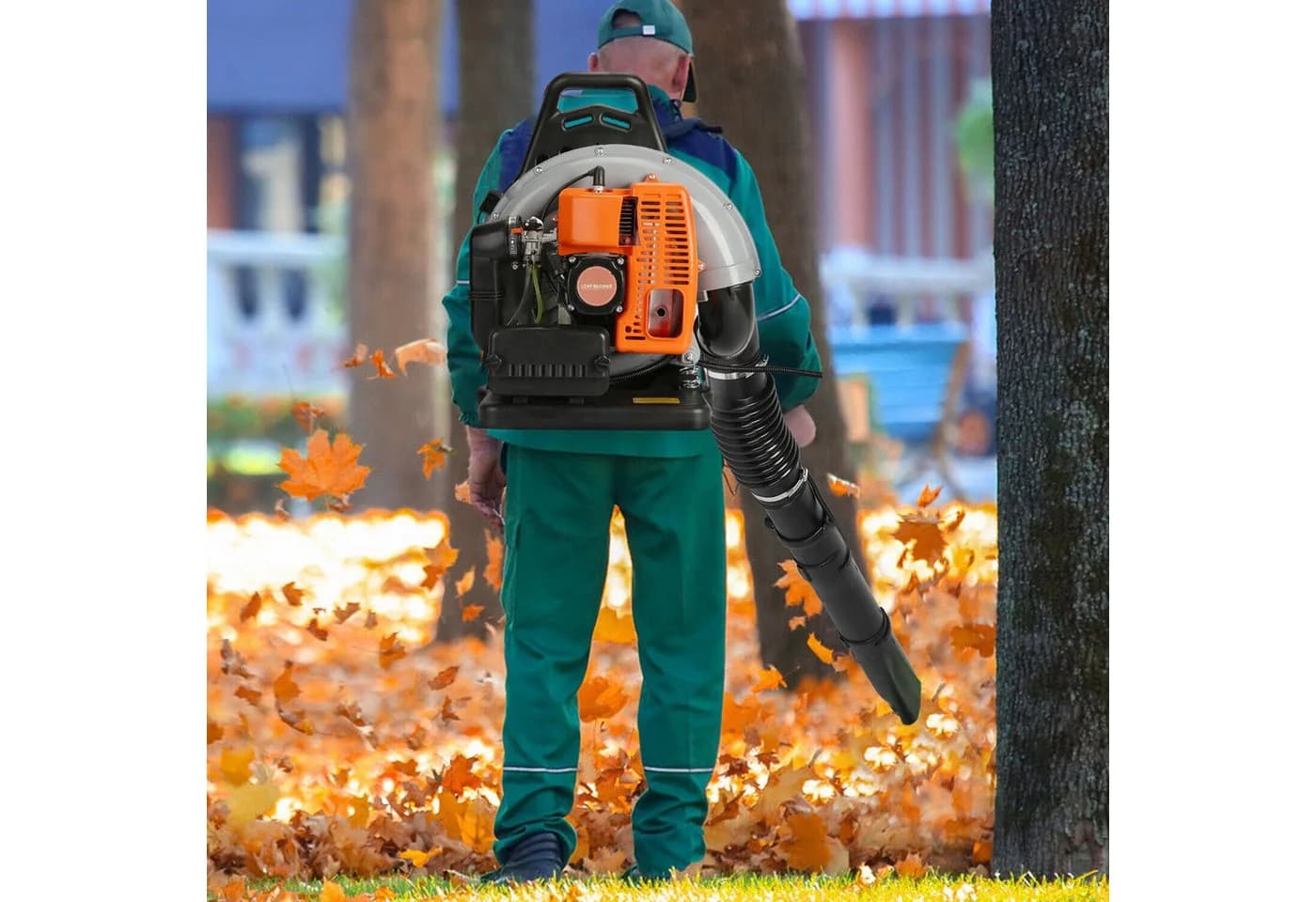 Rutaqian Rucksack-Laubbläser Benzin 52cc 6800U/min Orange - Bild 3