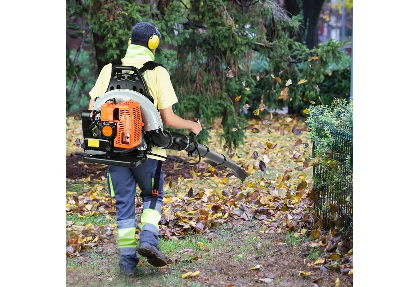 Rutaqian Rucksack-Laubbläser Benzin 52cc 6800U/min Orange - Bild 5