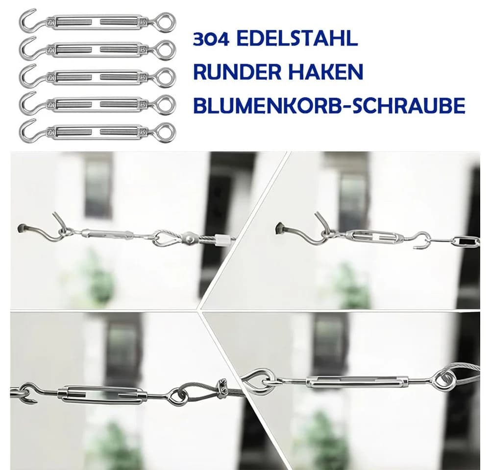 TUWENA Drahtseil Edelstahl 30m Seilspanngarnitur mit Ösen 56Pcs Stahlseil Kit - Bild 4
