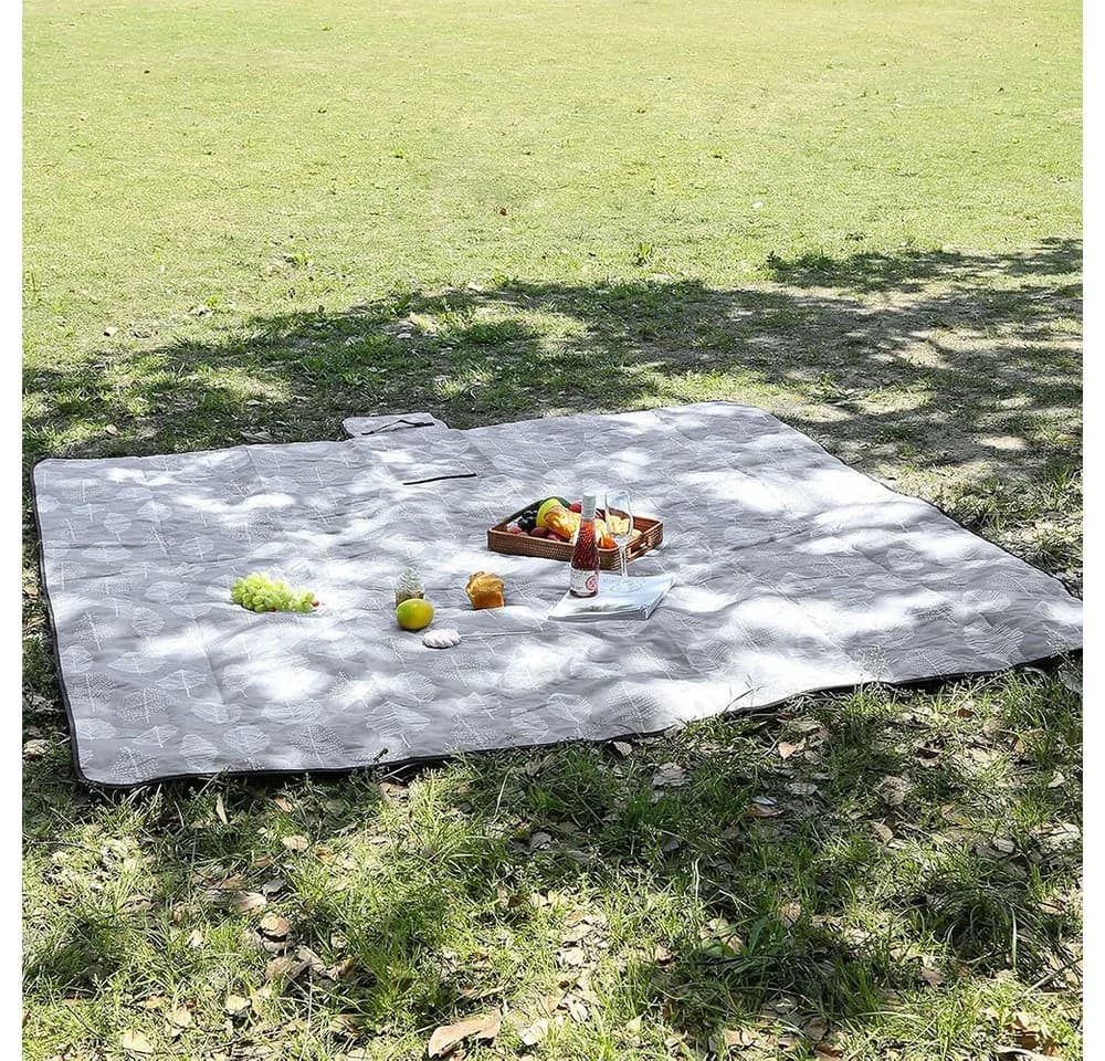 TUWENA Picknickdecke 200x200 cm Wasserdicht Faltbar Grau Gelb - Bild 4