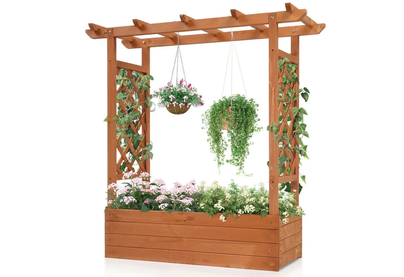 LALAHO Hochbeet Blumenkasten mit Rankhilfe - 110x45x113 cm - Bild 2