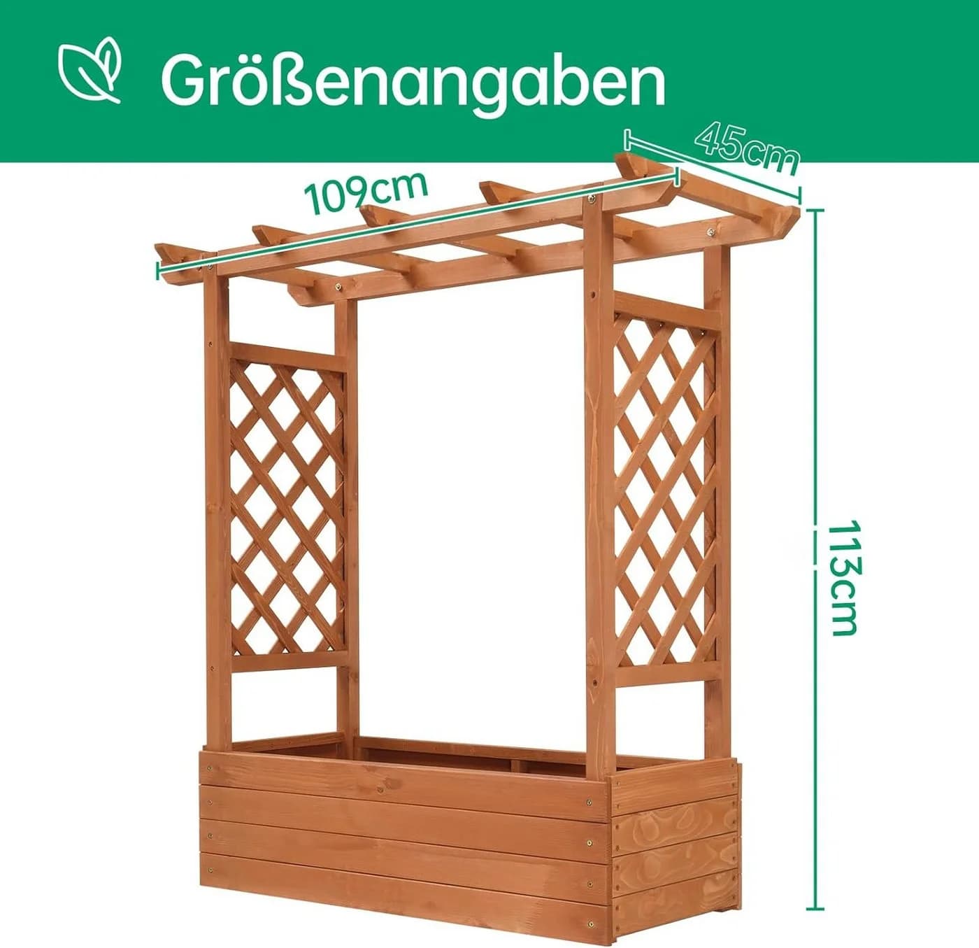 LALAHO Hochbeet Blumenkasten mit Rankhilfe - 110x45x113 cm - Bild 3